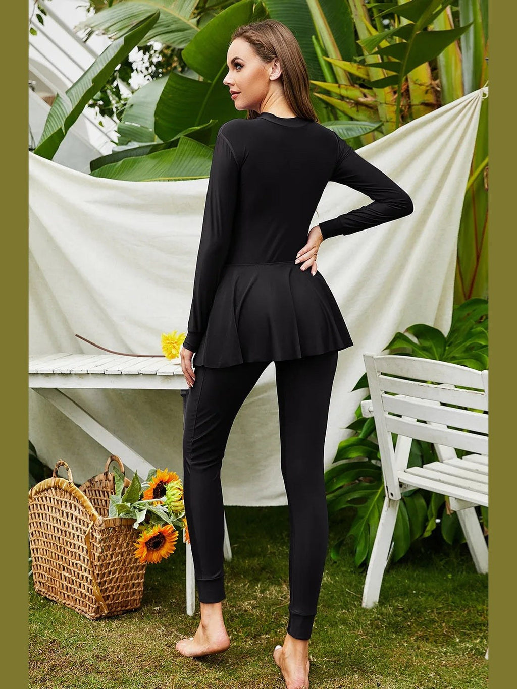 Mock Neck Long Sleeve One-Piece Swimwear