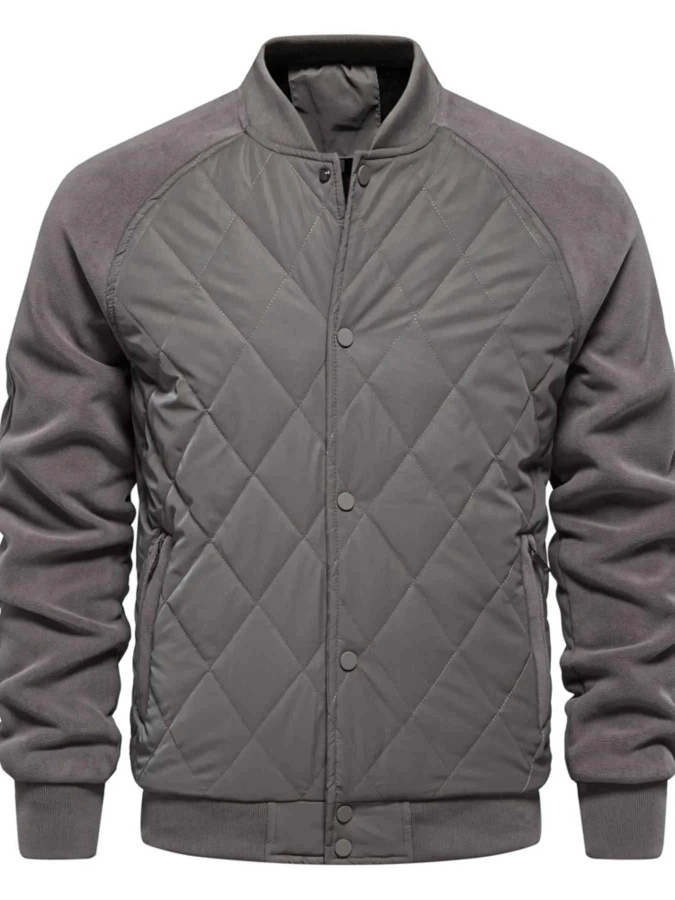 Men's Quilted Snap Down Long Sleeve Jacket