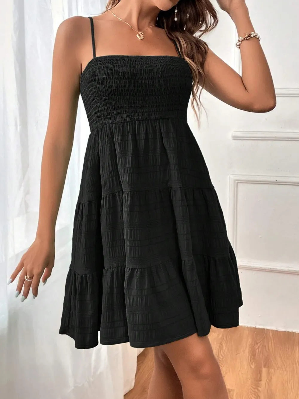 Smocked Tiered Sleeveless Midi Dress – Boho Summer Style