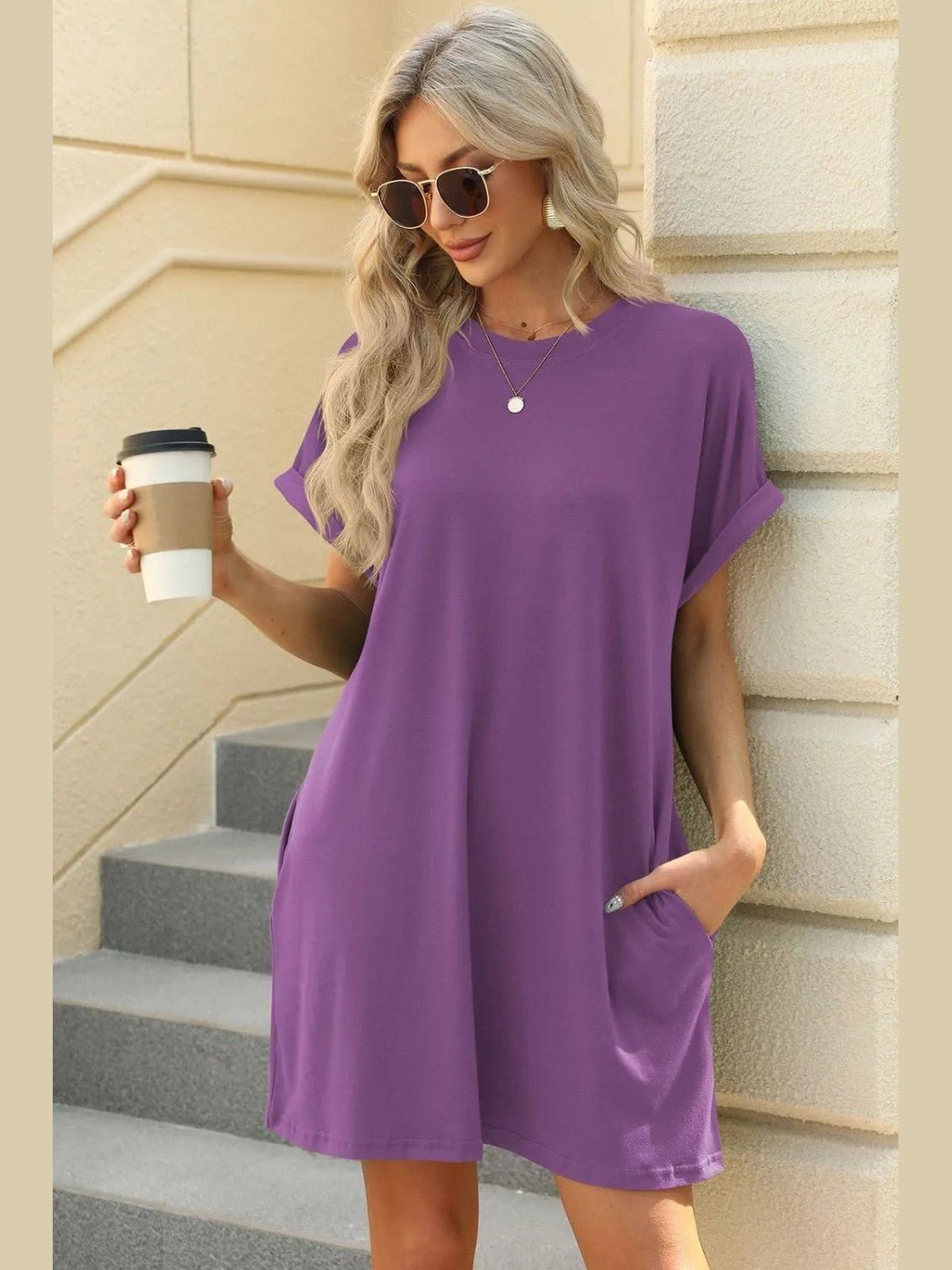Short Sleeve Midi Dress with Pockets – Modest Casual Wear