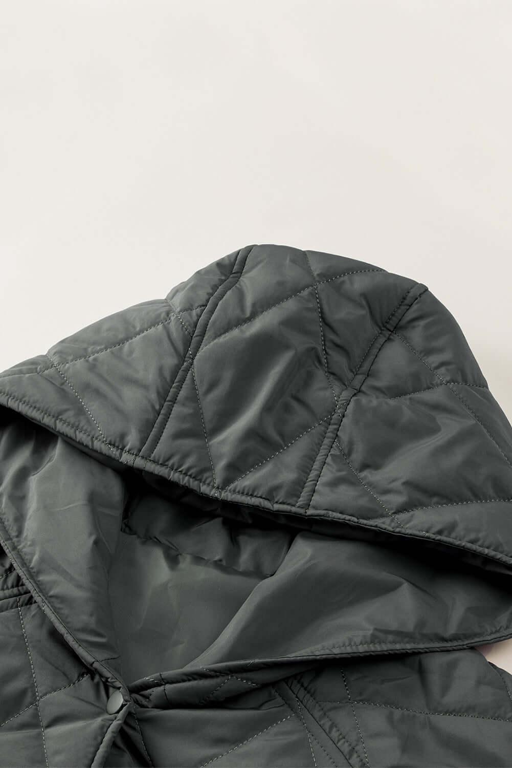 Snap Down Long Sleeve Quilted Winter Coat -- 