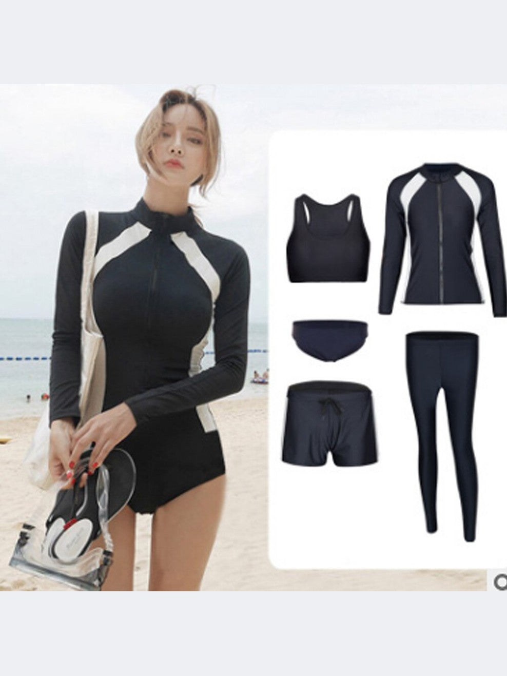 Long Sleeve Rash Guard 5-Piece Swim Set | Modest Swimwear