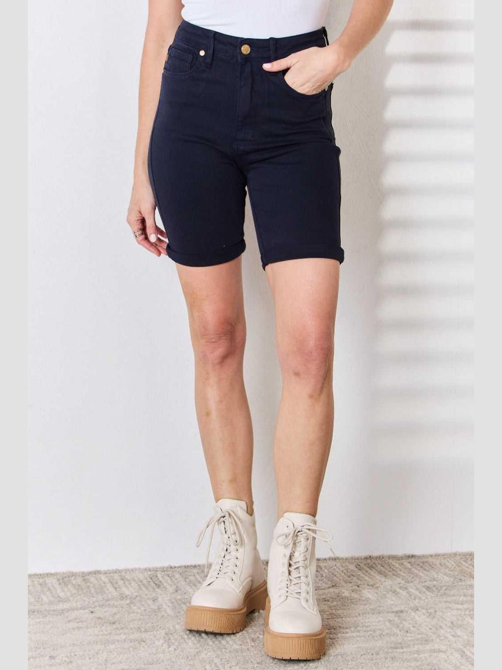 Judy Blue Full Size High Waist Tummy Control Bermuda Shorts -- 