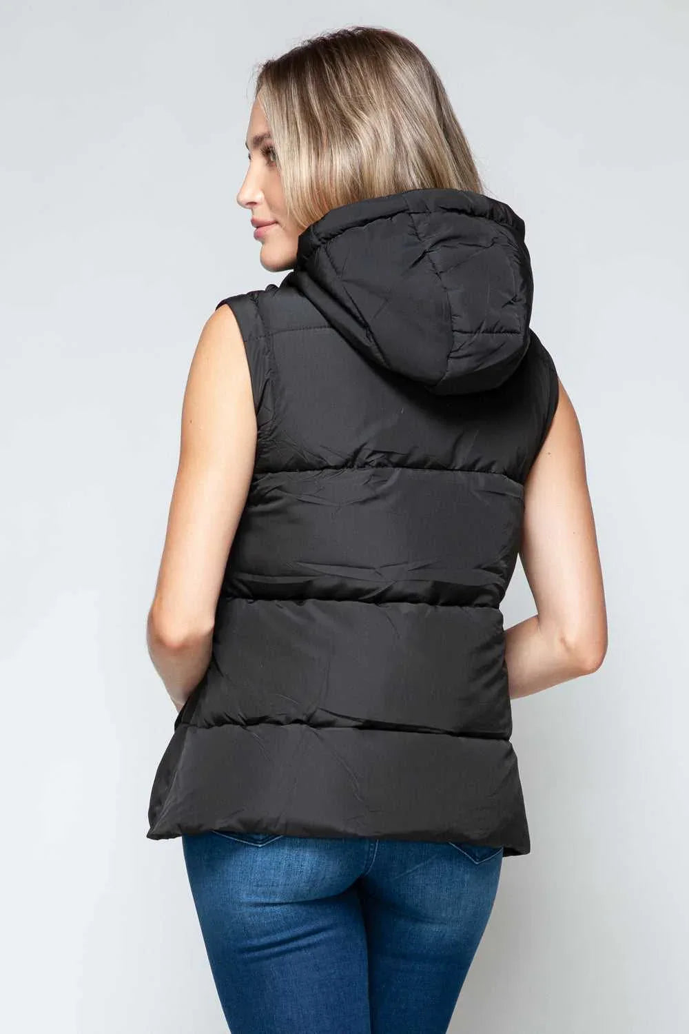 Snobbish Snap and Zip Closure Hooded Vest -- 