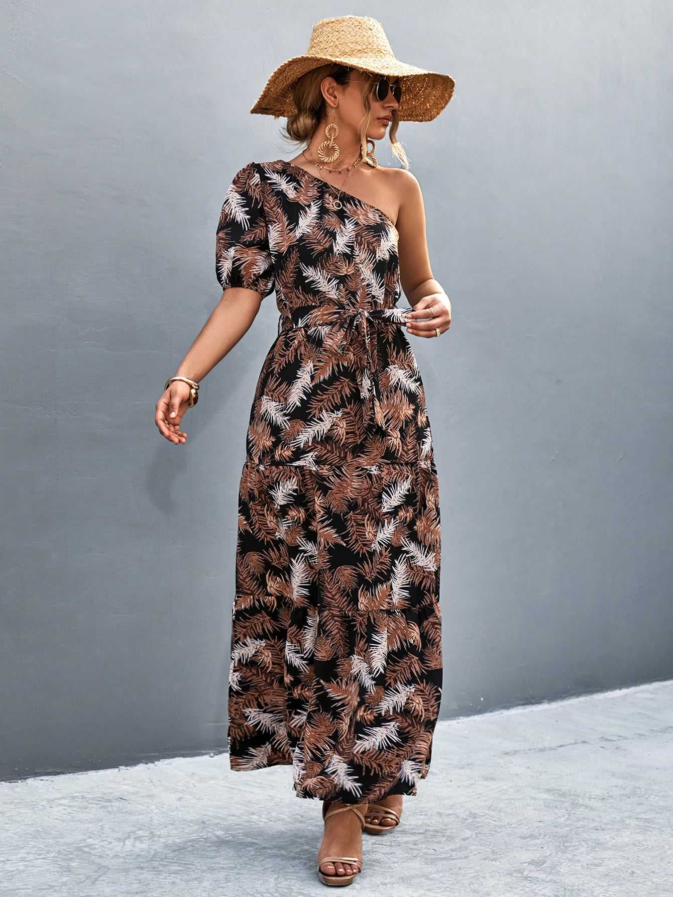 Printed Tie Waist One Shoulder Maxi Dress - product_type from hopeford-streams.myshopify.com