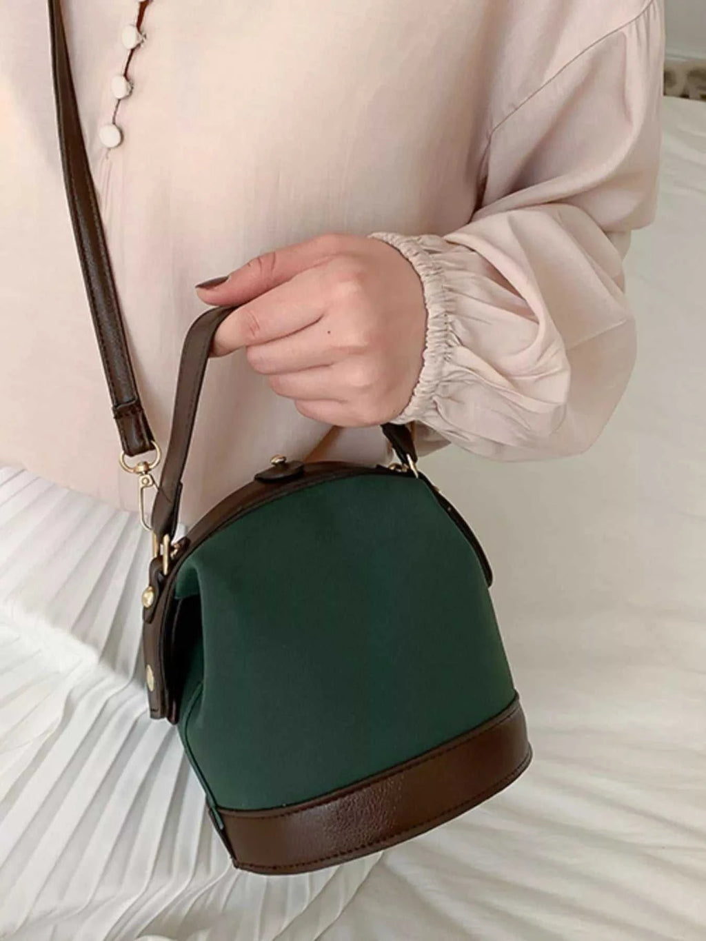 Two-Tone Bucket Crossbody Bag