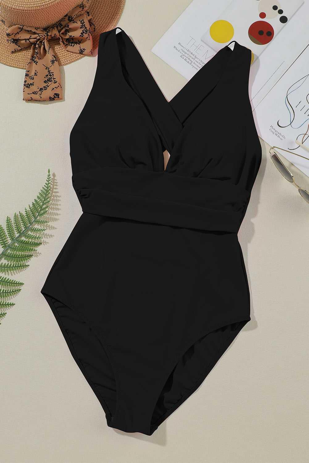 Crisscross Wide Strap One-Piece Swimwear -- 