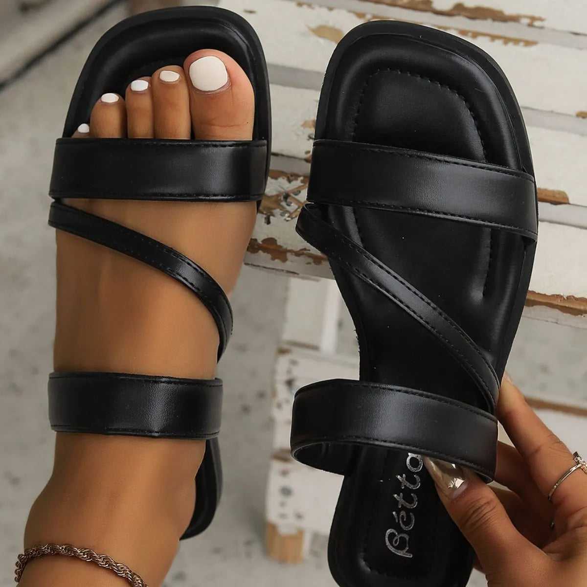 Open Toe Flats Sandals