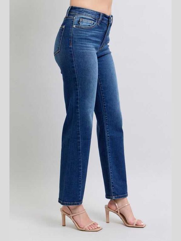 Judy Blue Full Size Side Seam Detail Straight Jeans with Pockets -- 