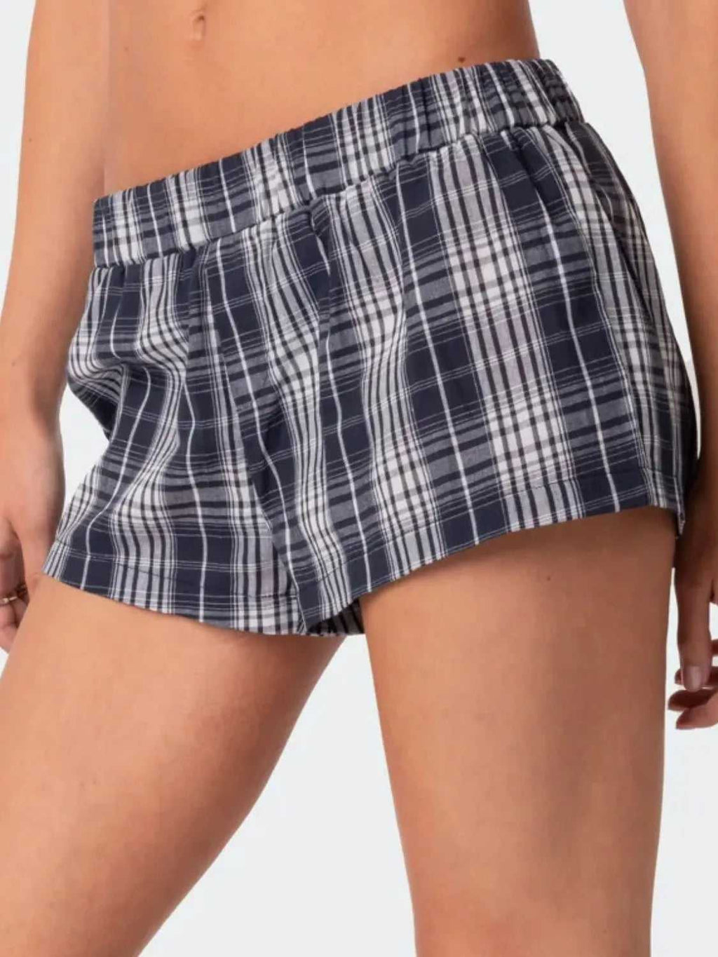 Plaid Elastic Waist Shorts