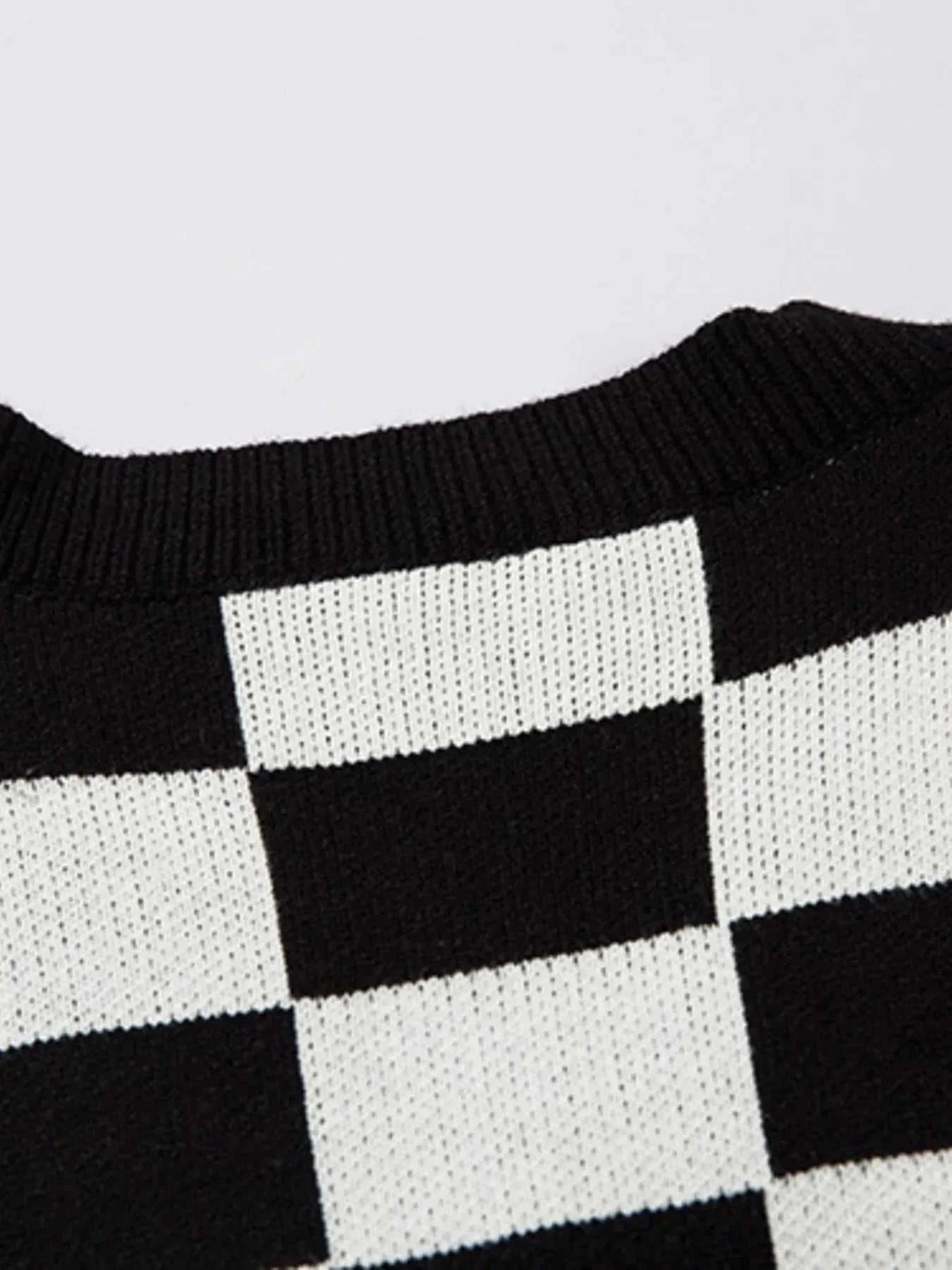 Men's Checkered Heart Pattern Sweater Vest