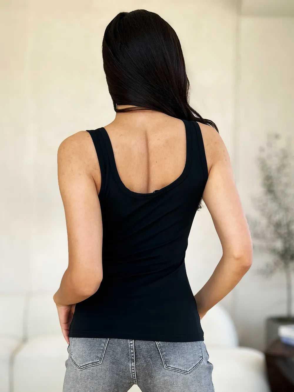 Basic Bae Full Size Square Neck Wide Strap Tank -- 