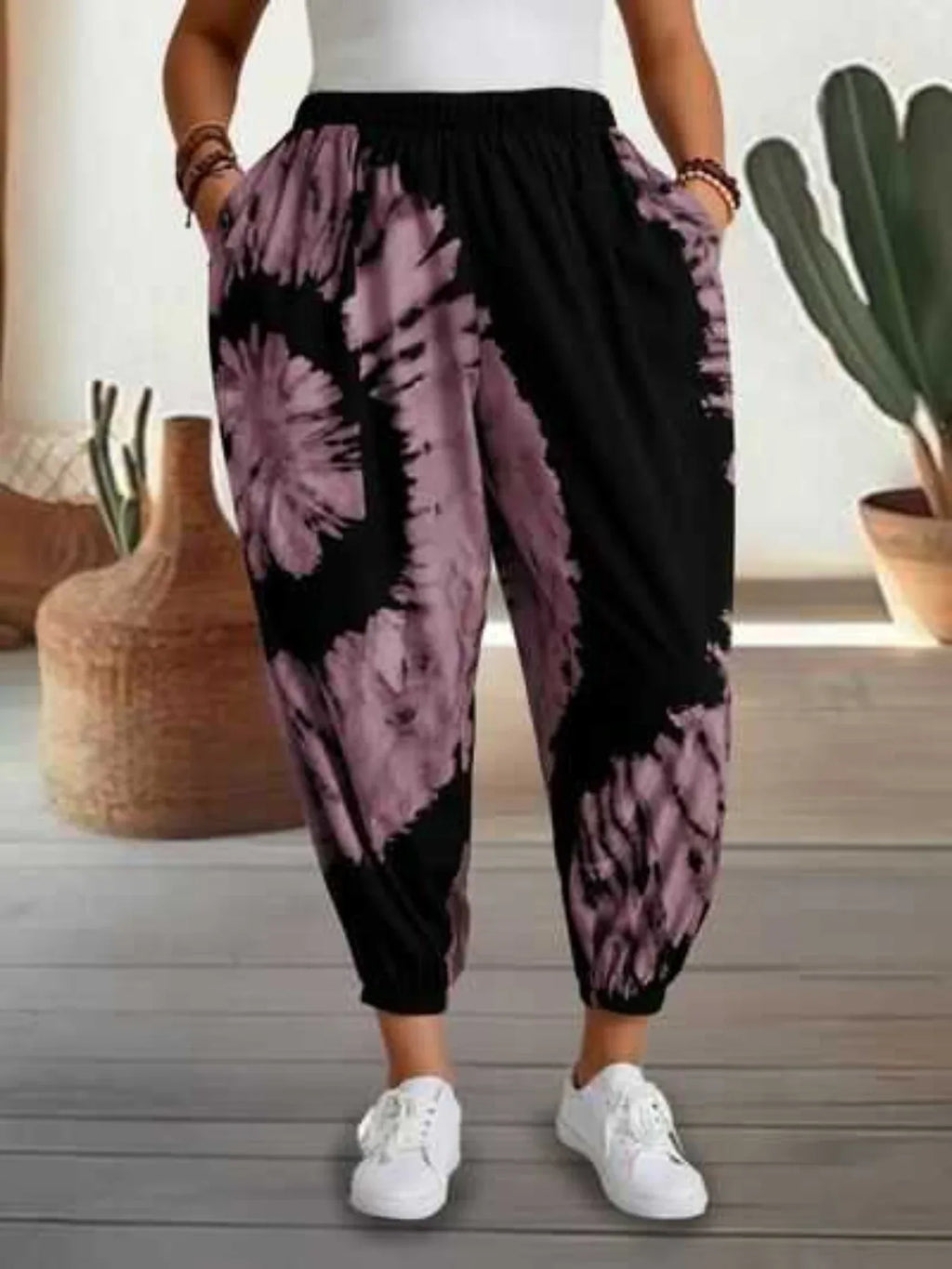 Tie-Dye Elastic Waist Pants -- 