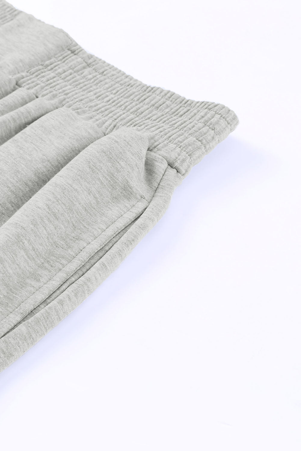 Gray Smocked High Waist Jogger Pants