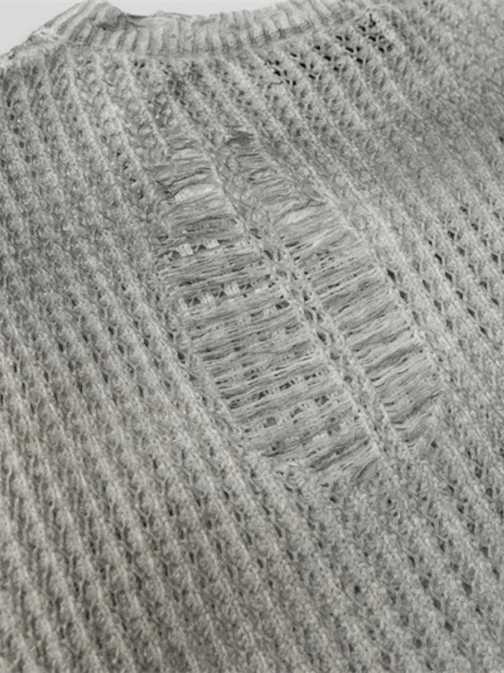 Men's Distressed Knit Vest with Frayed Edges
