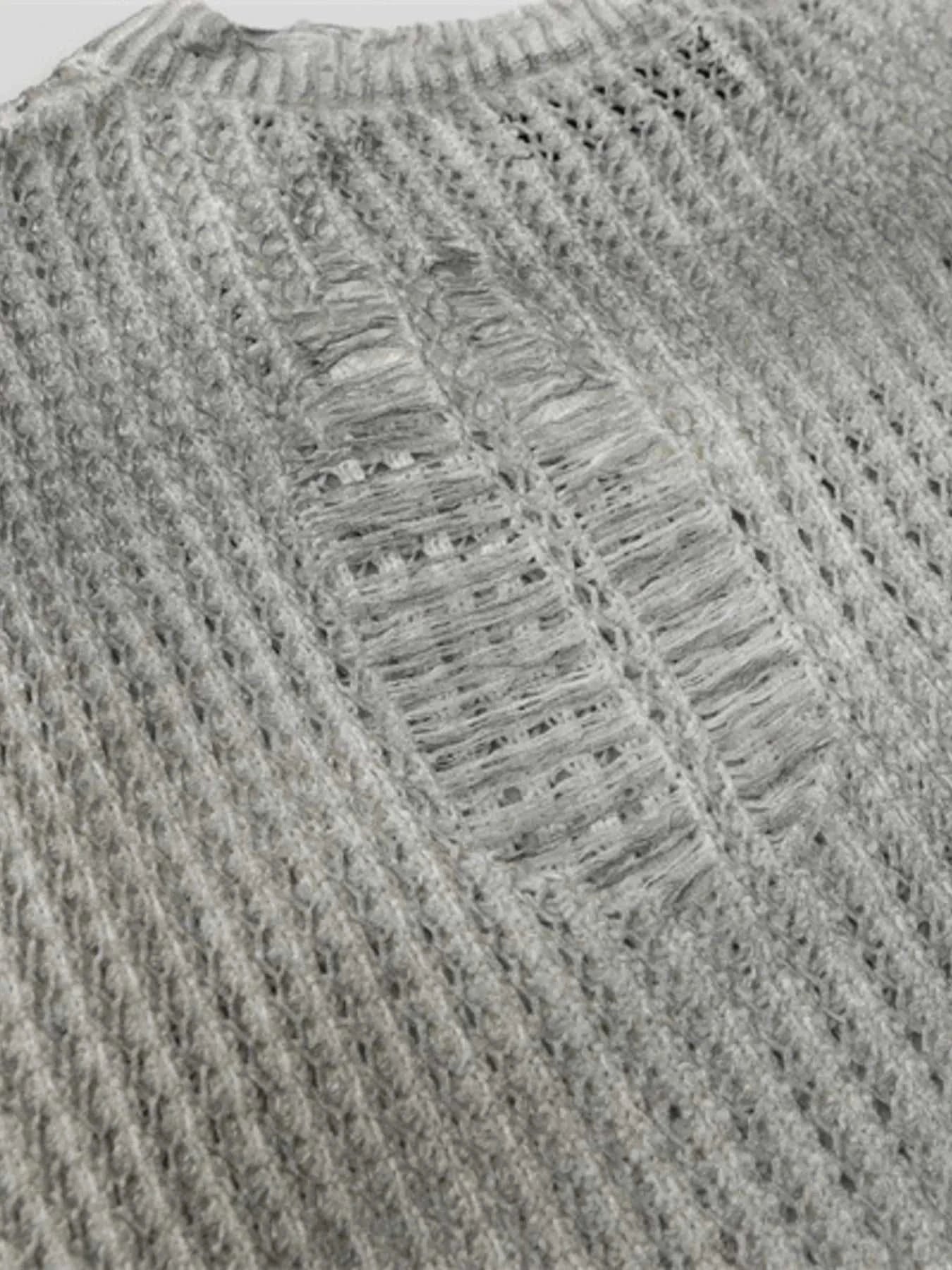 Men's Distressed Knit Vest with Frayed Edges