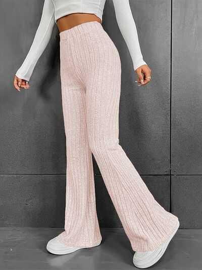 Ribbed High Waist Bootcut Pants -- 