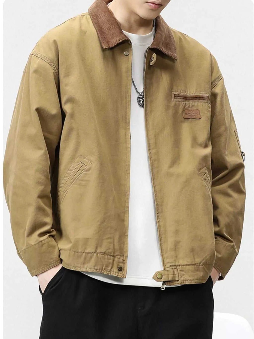 Men's Full Size Zip UP Long Sleeve Jacket Plus Size