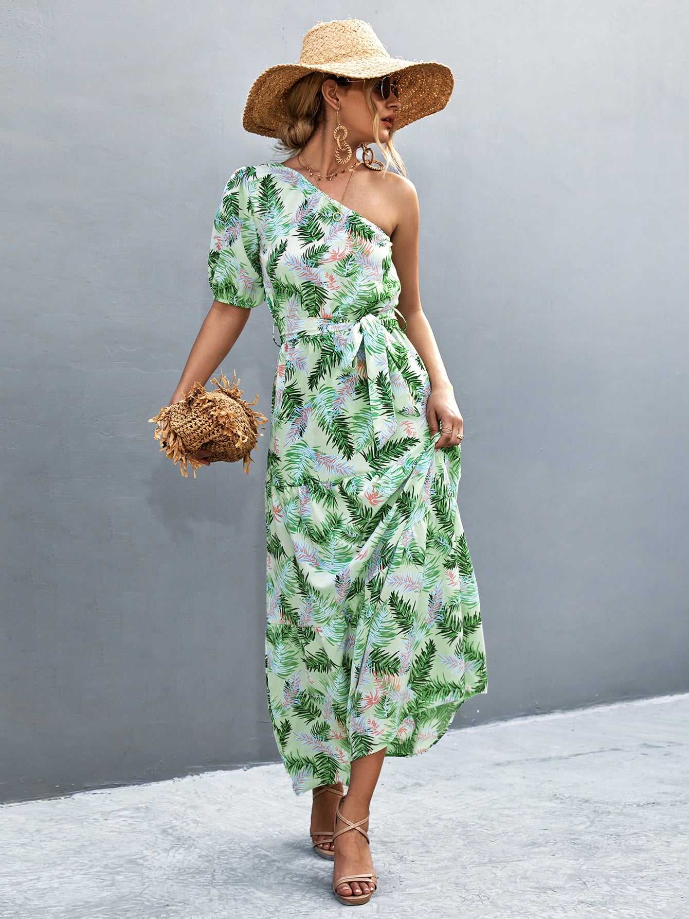 Printed Tie Waist One Shoulder Maxi Dress - product_type from hopeford-streams.myshopify.com