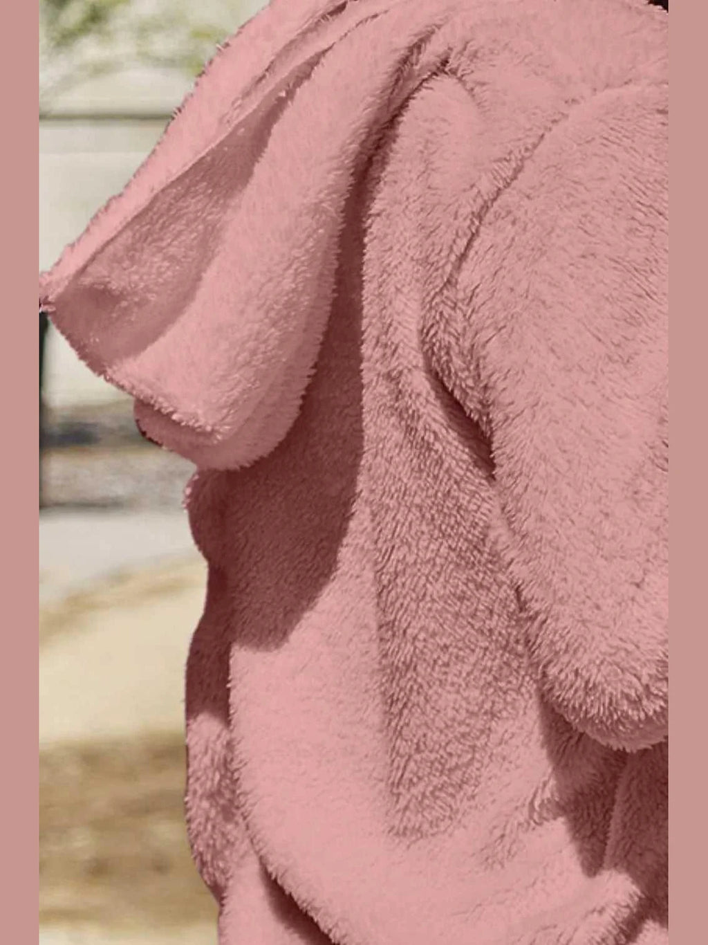 Full Size Teddy Hooded Jacket with Pockets -- 