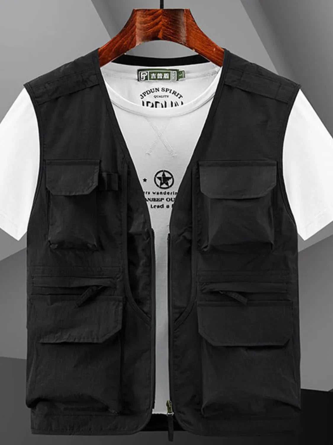 Men's Plus Size Zip Up V-Neck Vest