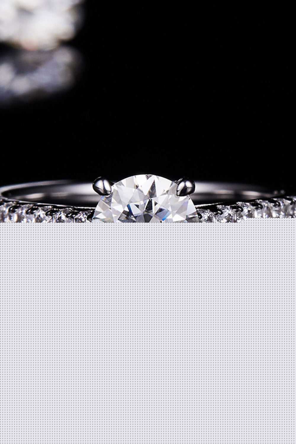 1 Carat Moissanite 925 Sterling Silver Side Stone Ring