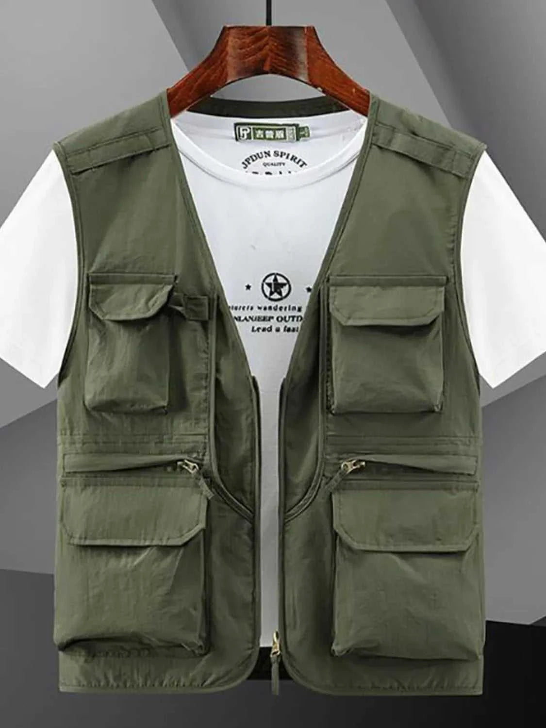 Men's Plus Size Zip Up V-Neck Vest