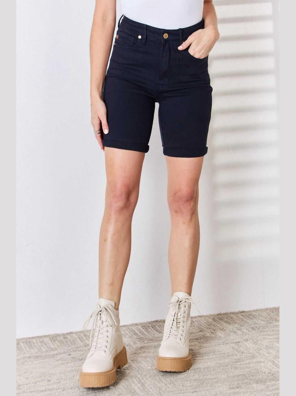 Judy Blue Full Size High Waist Tummy Control Bermuda Shorts -- 