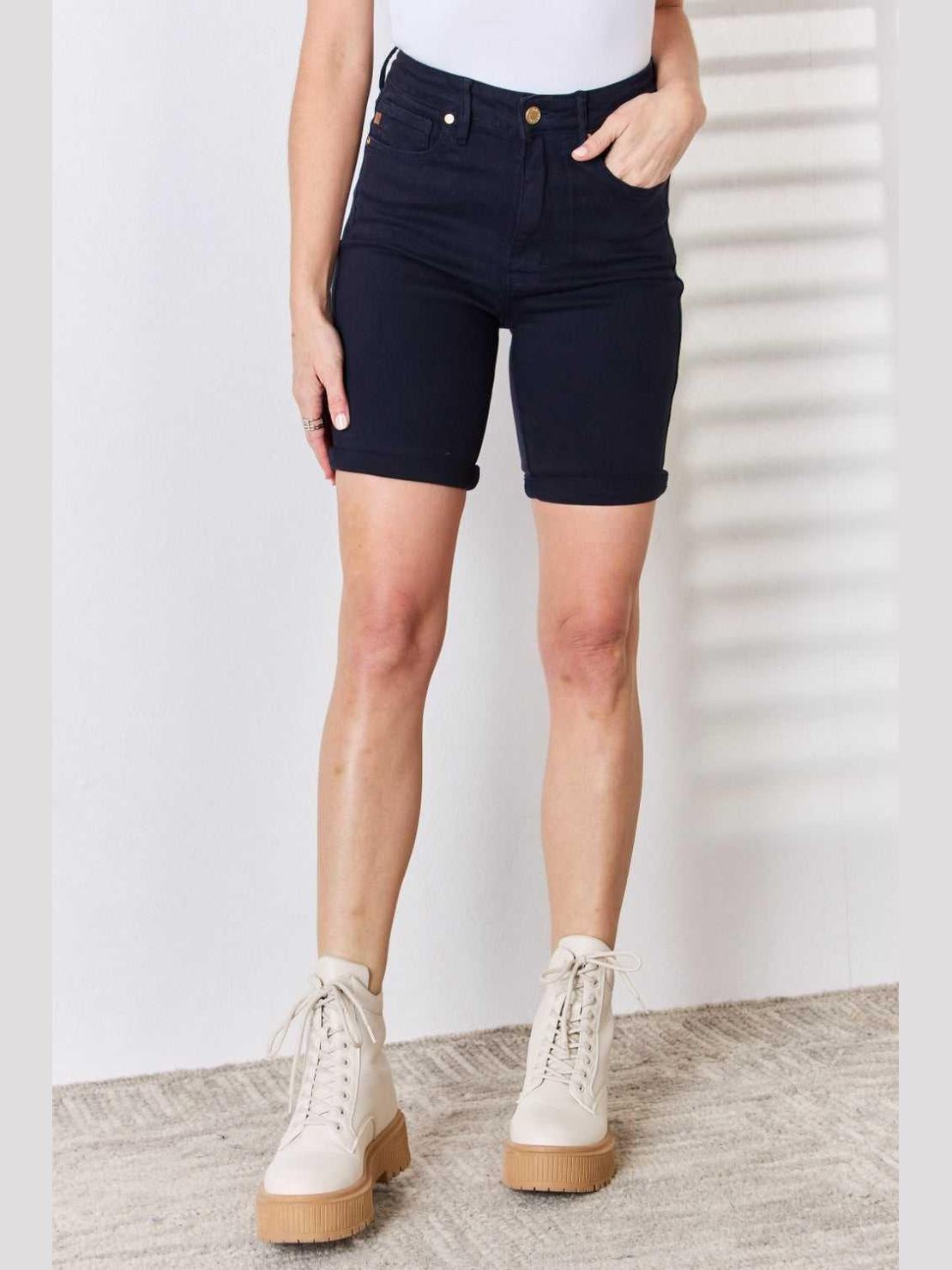 Judy Blue Full Size High Waist Tummy Control Bermuda Shorts -- 