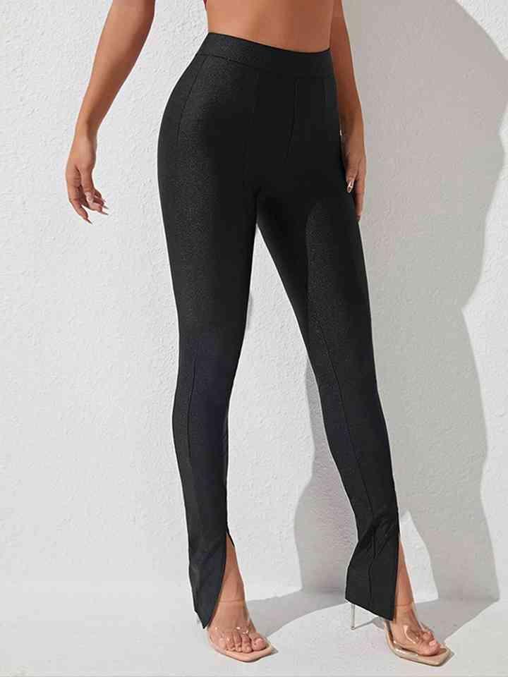 High Waist Slit Skinny Pants -- 