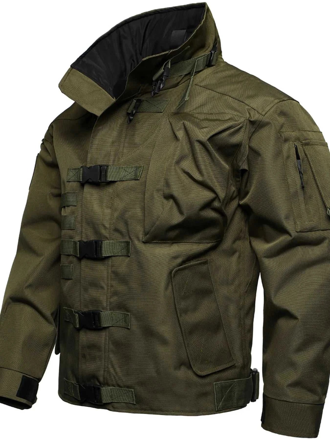 Men's Full Size Multi Buckle Water-Resistant Jacket Plus Size