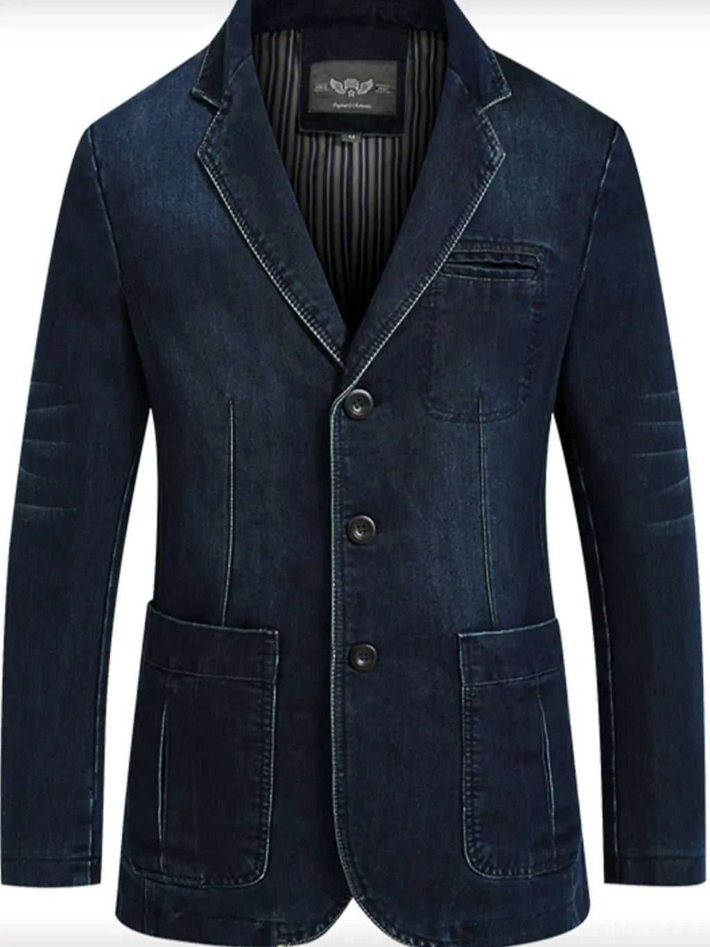 Men's Plus Size Single-Breasted Denim Blazer Jacket