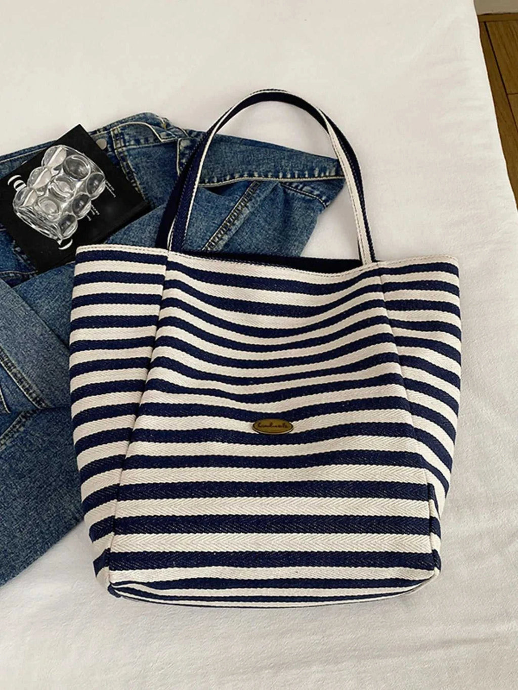 Striped Canvas Tote Bag