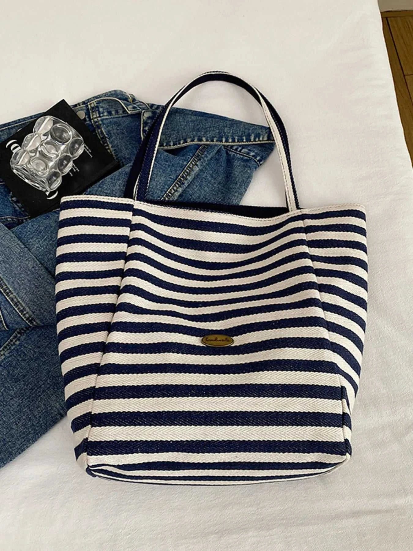 Striped Canvas Tote Bag