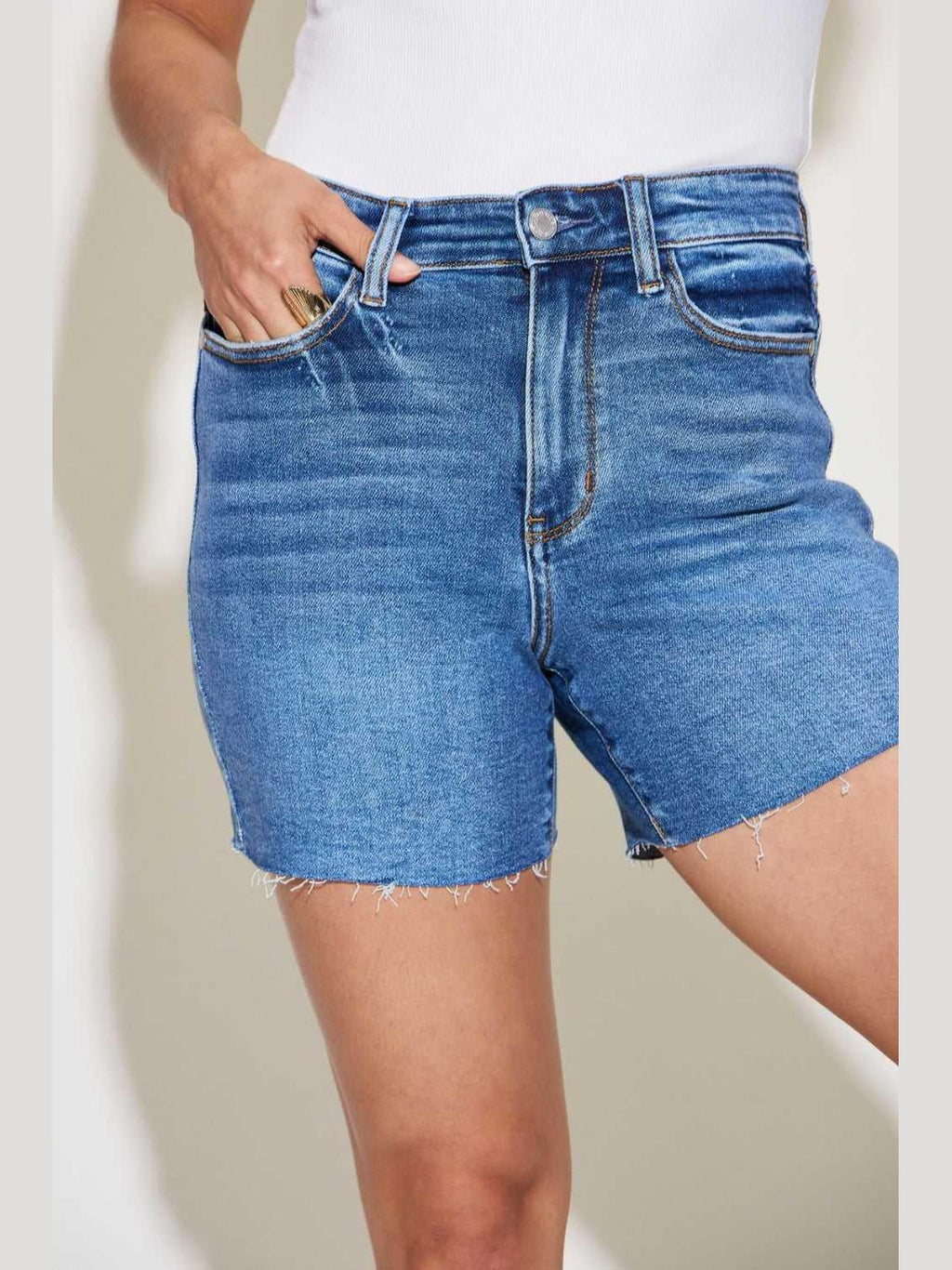 Judy Blue Full Size High Waist Slim Denim Shorts -- 