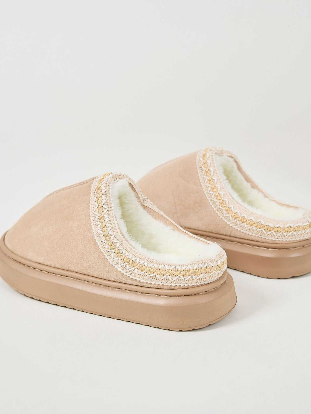 Faux Fur Suede Platform Slippers