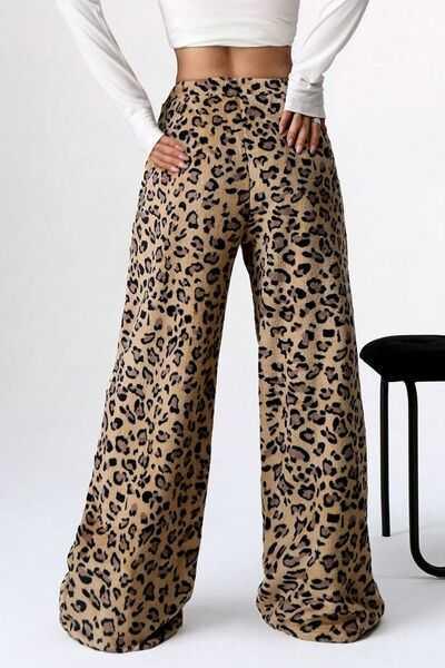 Leopard Wide Leg Pants -- 