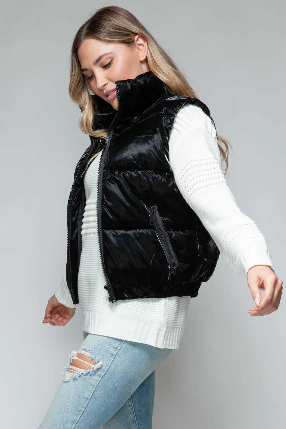 Snobbish Fine Fur Lining Quilted Vest -- 