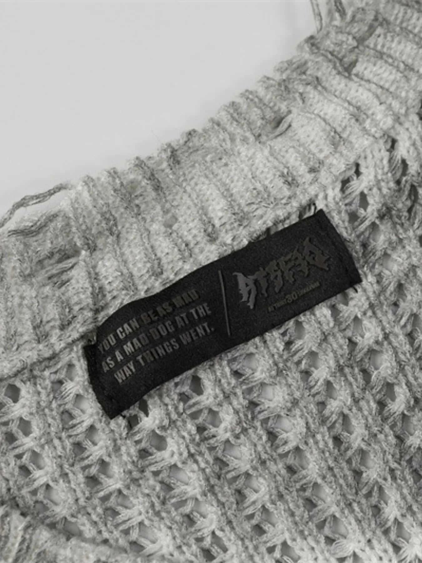 Men's Distressed Knit Vest with Frayed Edges