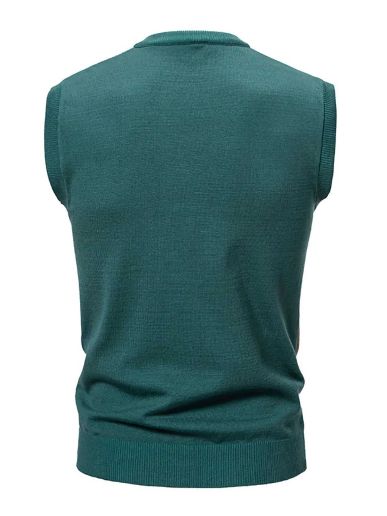 Men's Plus Size Diamond Pattern V-Neck Sweater Vest