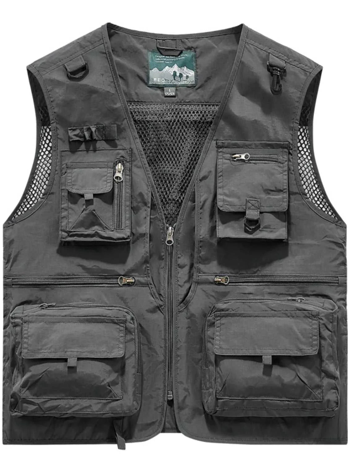 Men's Full Size Zip Up Vest with Pockets Plus Size