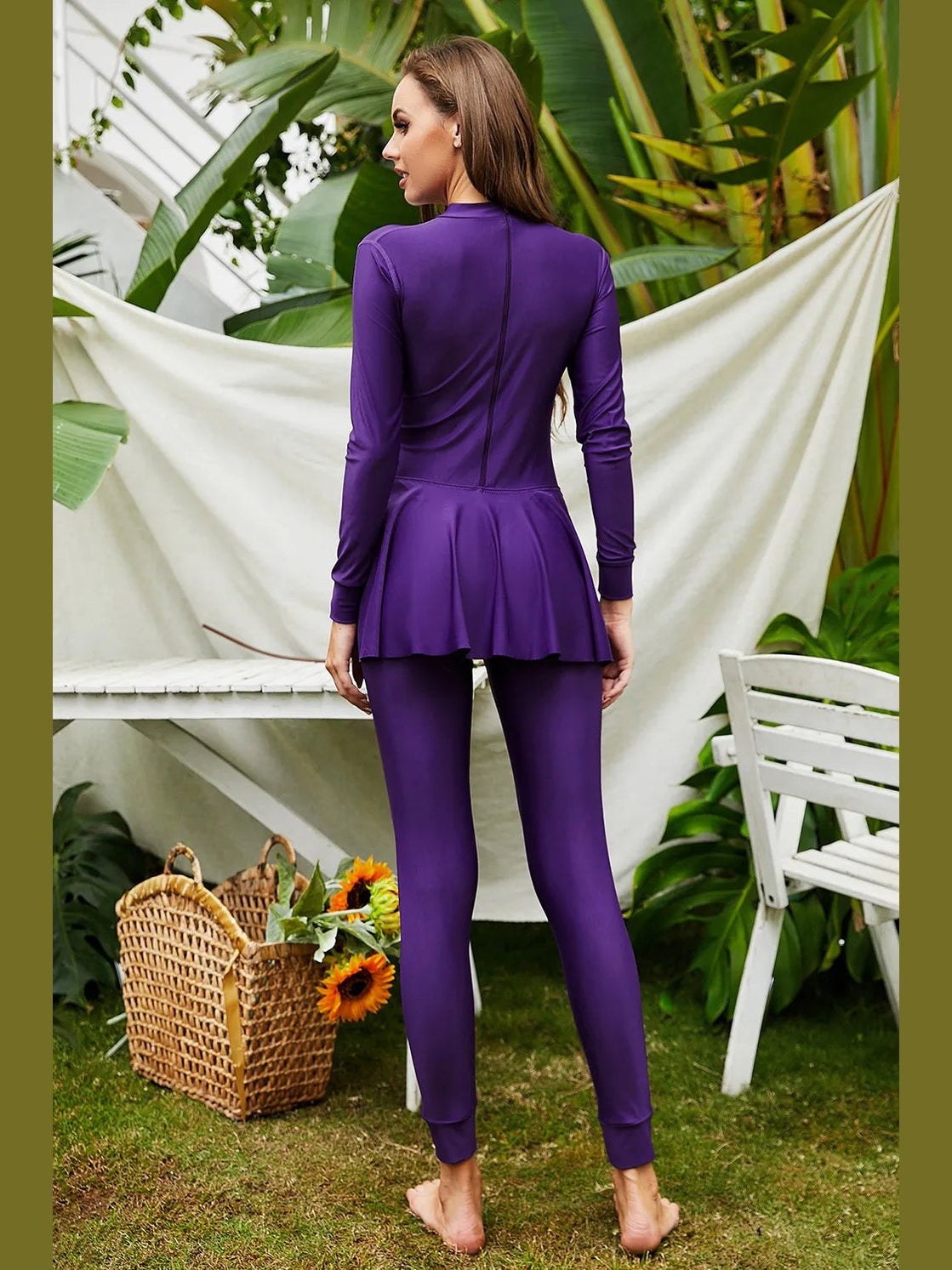 Mock Neck Long Sleeve One-Piece Swimwear