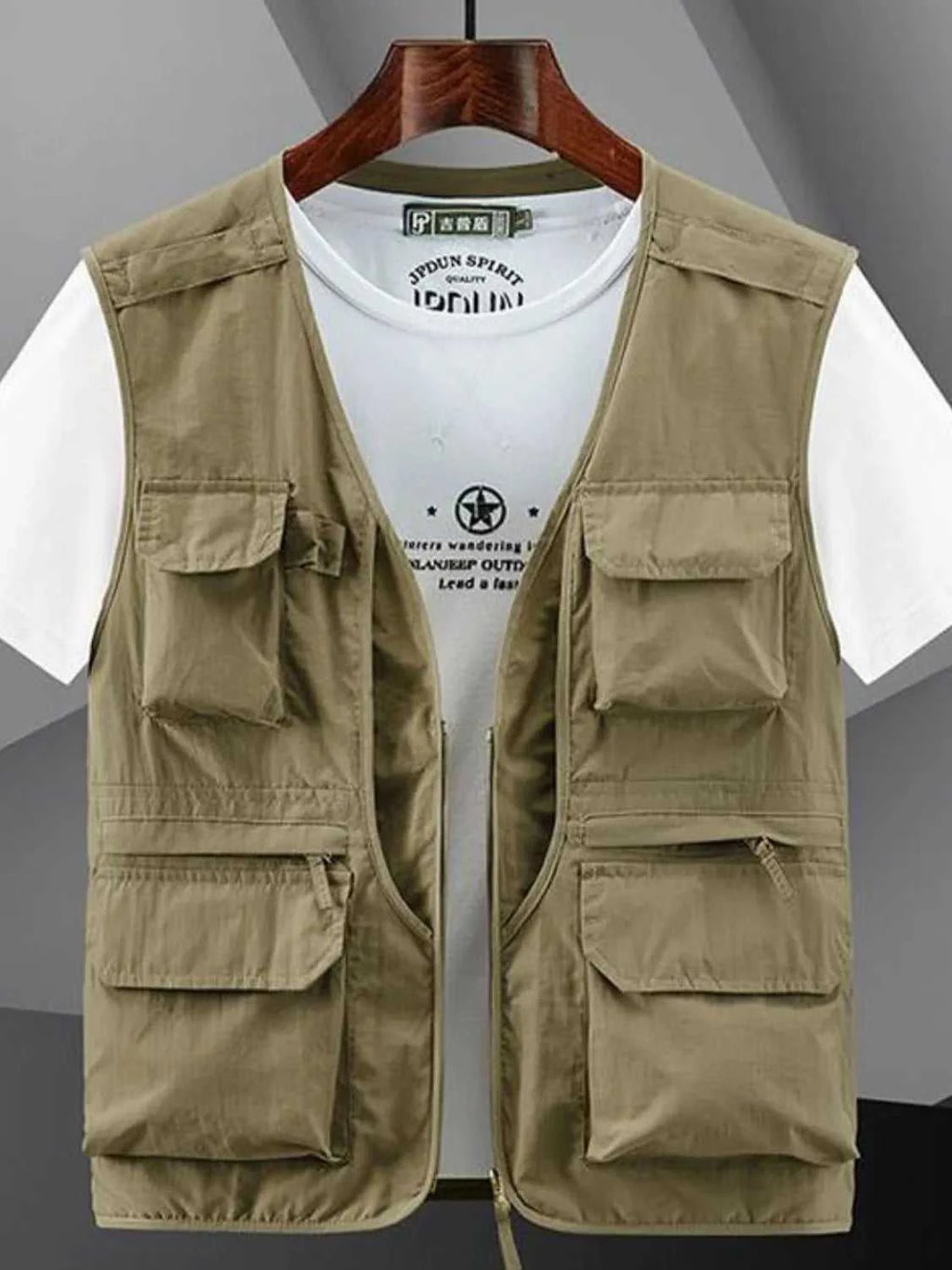 Men's Plus Size Zip Up V-Neck Vest