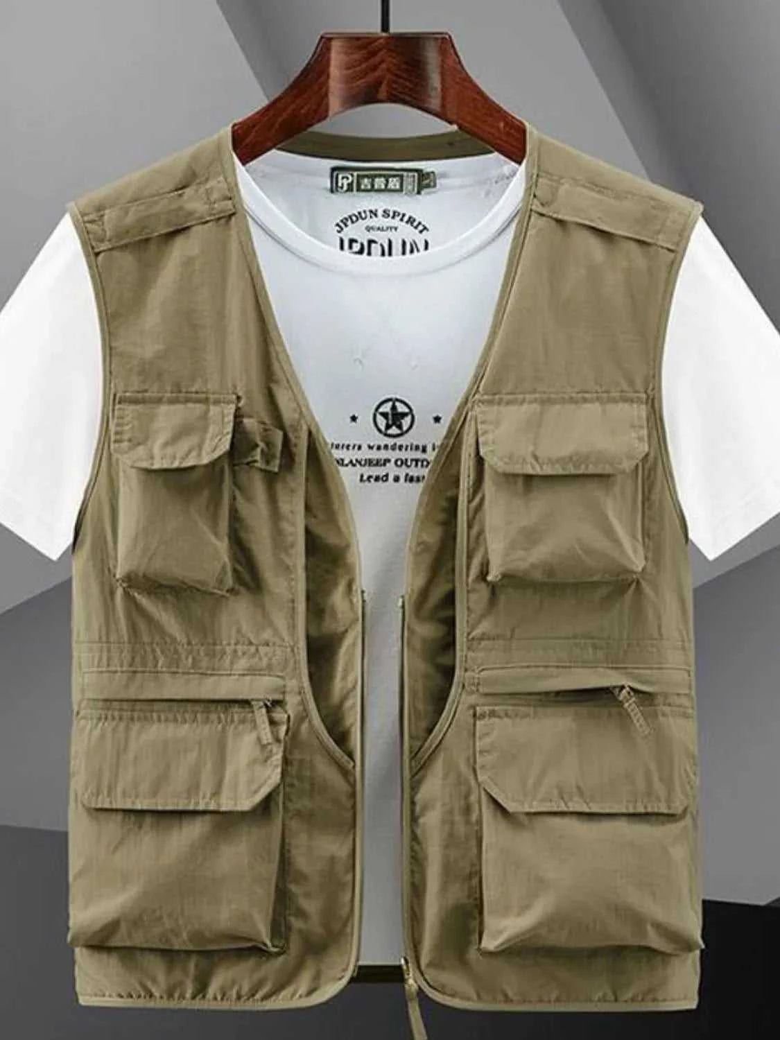 Men's Plus Size Zip Up V-Neck Vest