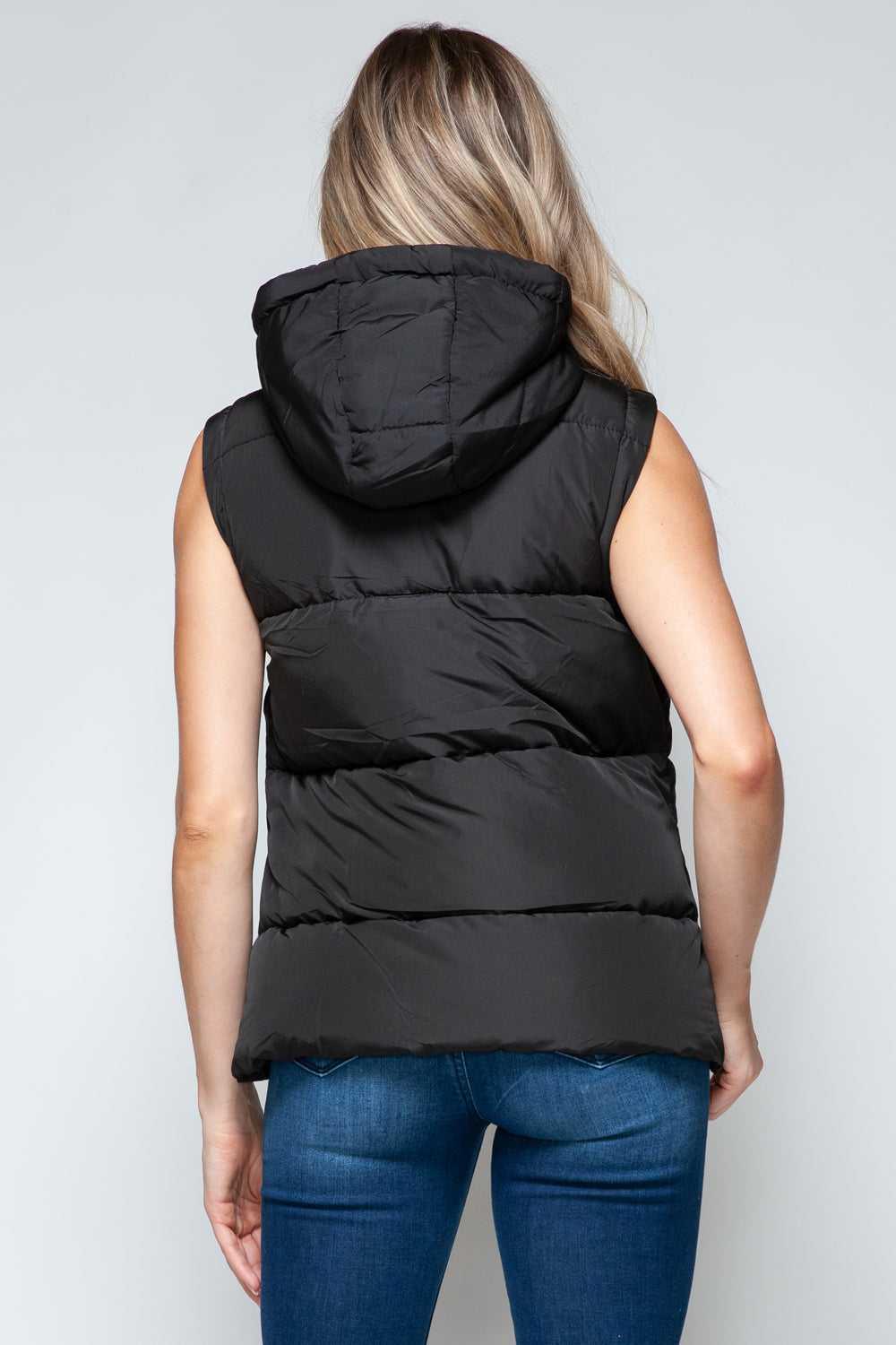 Snobbish Snap and Zip Closure Hooded Vest -- 