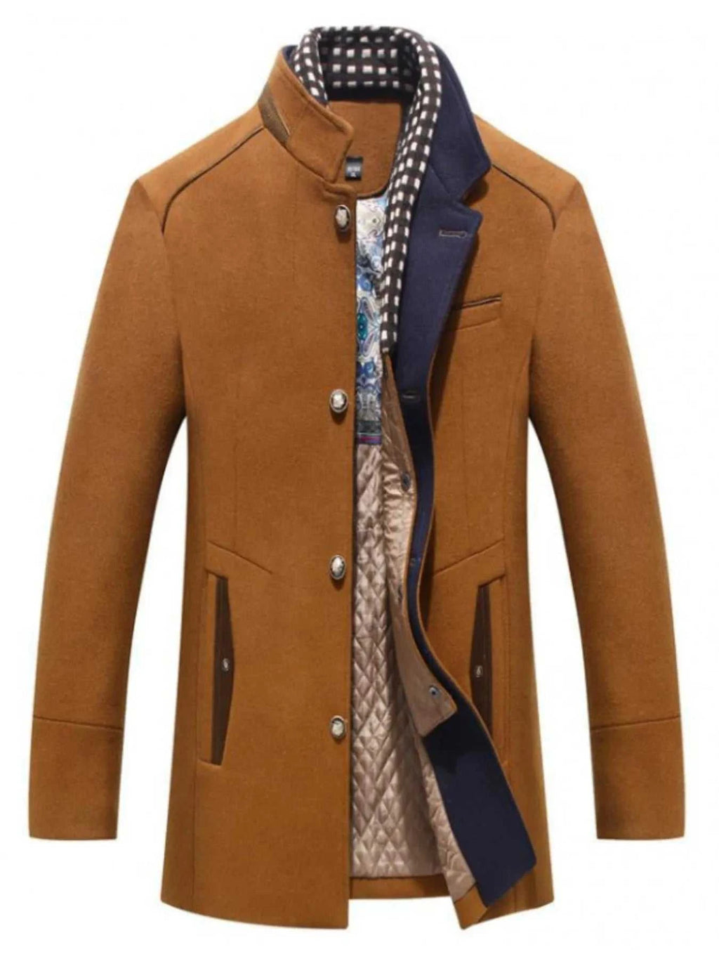 Men's Plus Size Quilted Inner Long Sleeve Coat
