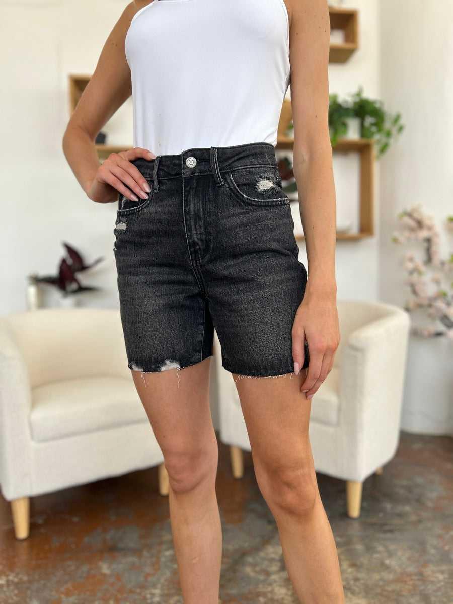 Judy Blue Full Size High Waist Rigid Magic Denim Shorts -- 