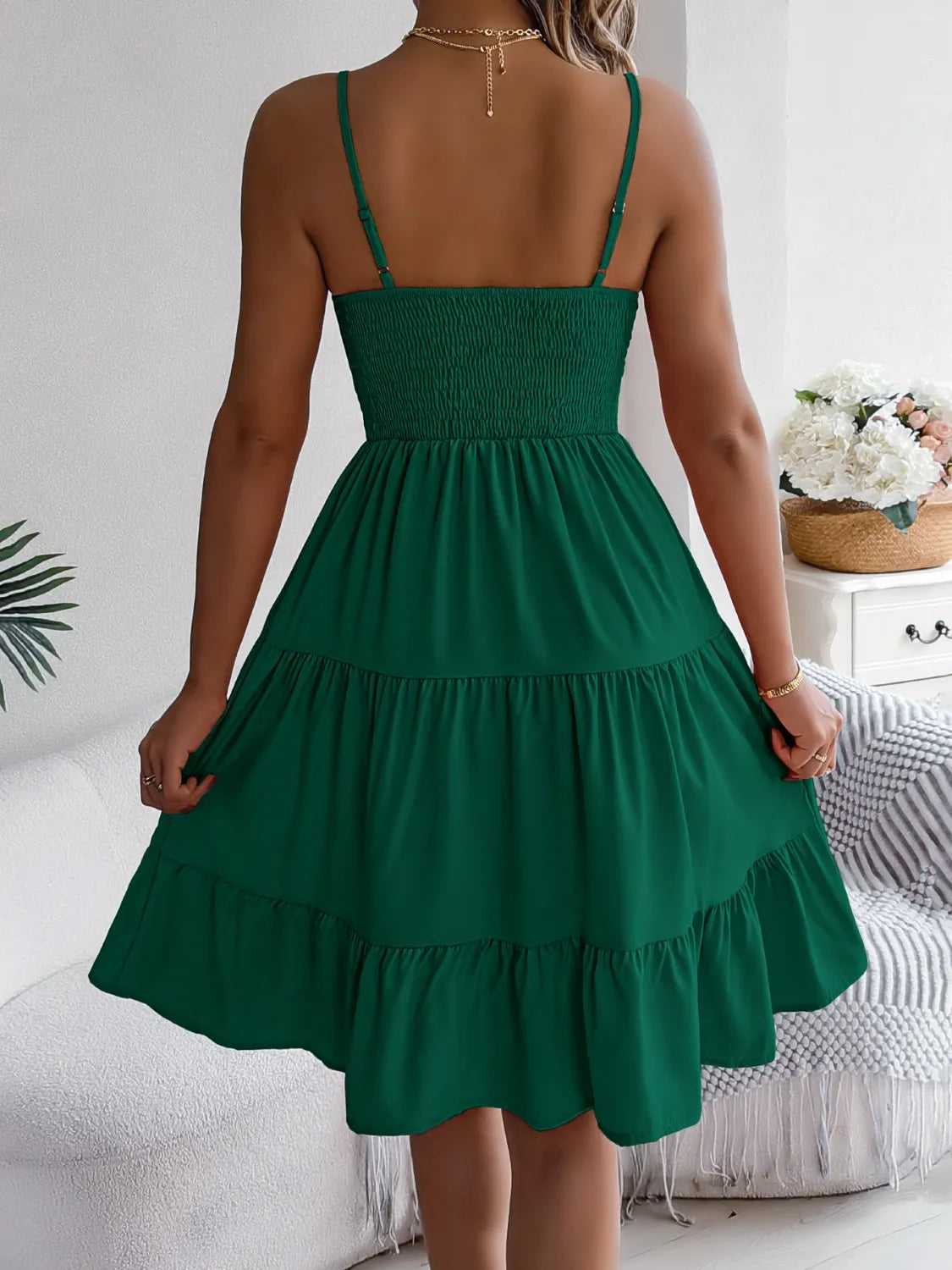 Smocked Back Tiered Cami Dress