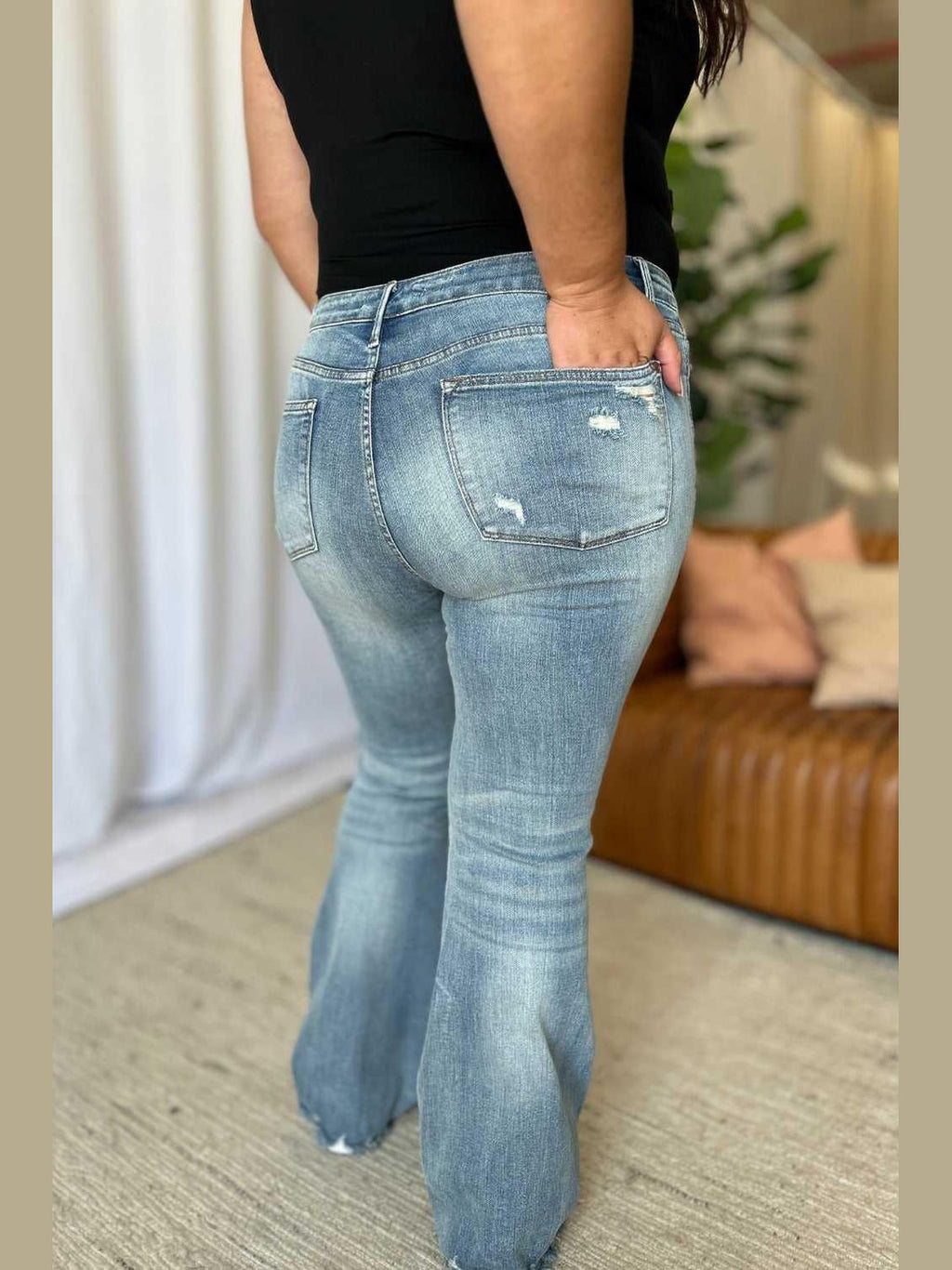 Judy Blue Full Size Medium Rise Tummy Control Destroy Flare -- 