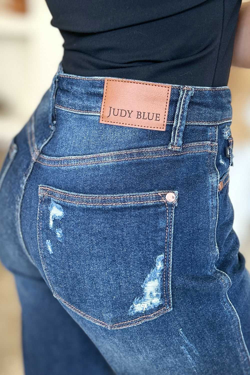 Judy Blue Full Size High Waist Rigid Magic Distress Straight Jeans